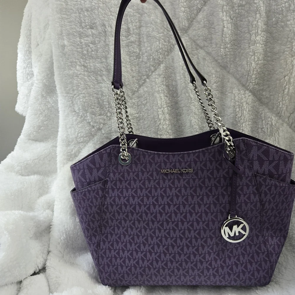 Michael Kors Purple Signature Canvas Tote - Picture 9 of 12
